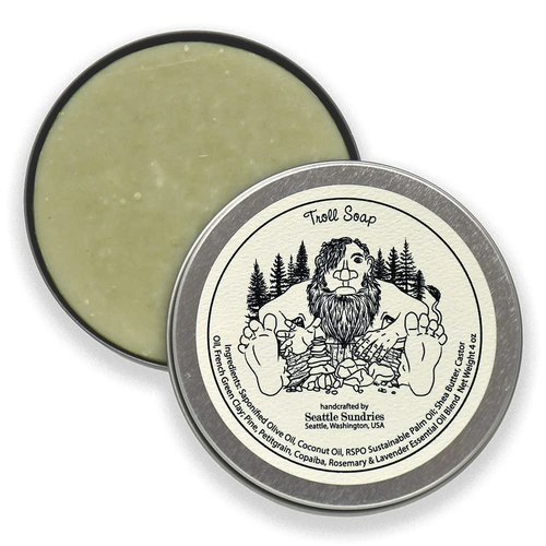Seattle Sundries Troll Soap Natural Skin Care Bar, Birthday Idea - 1 (4oz) All Natural Bar Soap with a Woodsy Scent, in a Charming Gift Tin, Handmade Stocking Stuffer