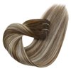 Ve Sunny Balayage Clip in Hair Extensions Real Human Hair Brown Blonde Clip in Extensions Balayage Chestnut Brown with Blonde Ombre Clip in Hair Extensions Human Hair 80g 5pcs 12Inch