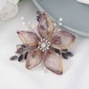 Unicra Purple Flower Bride Wedding Hair Clip Silver Bridal Hair Piece Crystal Hair Pin Rhinestone Bridesmaids Hair Accessories Pearl Prom Hair Jewelry for Women and Girls