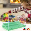 Mlikero Display Case for Minifigures Action Figures Blocks, Clear Acrylic Minifigure Display Case Box Storage, Dustproof Showcase with 3 Movable Steps Gift for Kids, Green…