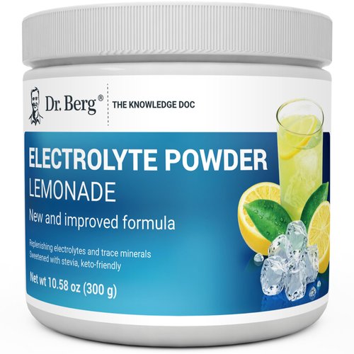 Dr. Berg Zero Sugar Hydration Keto Electrolyte Powder - Enhanced w/ 1000 mg of Potassium & Real Pink Himalayan Salt (NOT Table Salt) - Lemonade Flavor Hydration Drink Mix Supplement - 50 Servings
