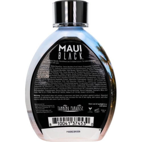 Tanning Paradise Maui Black Lotion – Instant Dark Self Tanner Natural Self-Tanning with Coconut Oil and Aloe Hydration Boost Tattoo Protection 13.5oz