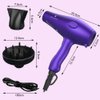 Wazor 3rd Generation Lightweight Low Noise Hair Dryer,(1875W Tourmaline Ceramic Negative Ionic Blow Dryer 2 Speed 3 Heat Settings Cool Shot with Diffuser Concentrator(Purple)