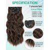 KooKaStyle Clip in Hair Extensions for Women with Thinning Hair，7PCS 20 Inch Thick Long Wavy Hair Extensions Clip Ins，Chocolate Brown with Dark Brown Synthetic Hairpiece for Daily Use Voluminous Look