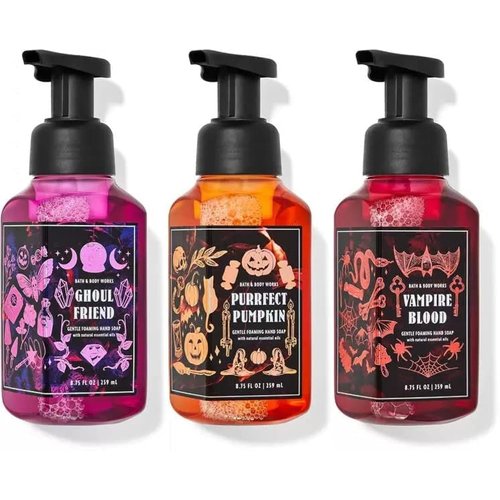 Bath and Body Works Halloween Gentle Foaming Hand Soap Trio - Ghoul Friend, Vampire Blood, Purrfect Pumpkin, 8.75 Fl Oz (Pack of 3)