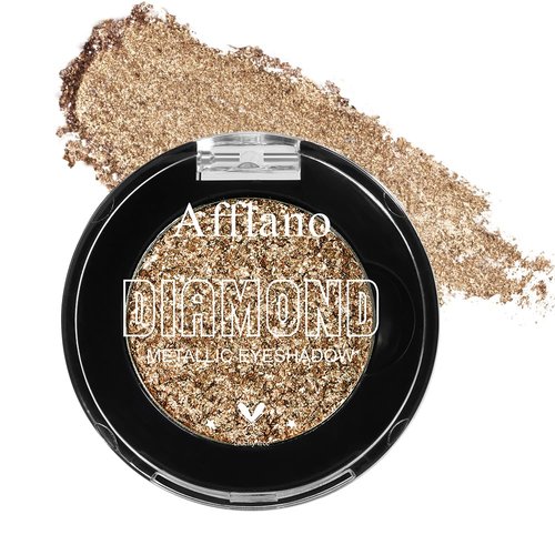 Afflano Bronze Glitter Eyeshadow Highly Pigmented, Intense Color Nude Brown Eyeshadow Palette Glitter Single, Long Lasting, Blendable, Neutral Metallic Sparkle Glitter Eyes Look Daily Wear, 4H