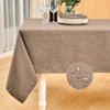 Mebakuk Rectangle Table Cloth Linen Farmhouse Tablecloth Waterproof Anti-Shrink Soft and Wrinkle Resistant Decorative Fabric Table Cover for Kitchen (Flaxen, 52" x 70" (4-6 Seats))