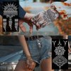 QSTOHENA Pack of 12 Henna Temporary Tattoo Stencil Kit - 145Pcs Glitter Airbrush Tattoo Sticker Indian Arabian Black Henna Tattoo Temp for Women Kids