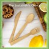 Ibambo 100% Bamboo Cutlery Set - 100 Biodegradable Utensils (50 Forks, 25 Spoons, 25 Knives) | Reusable or Disposable Bamboo Flatware | Compostable FSC Certified Utensils for Weddings, Camping, Party