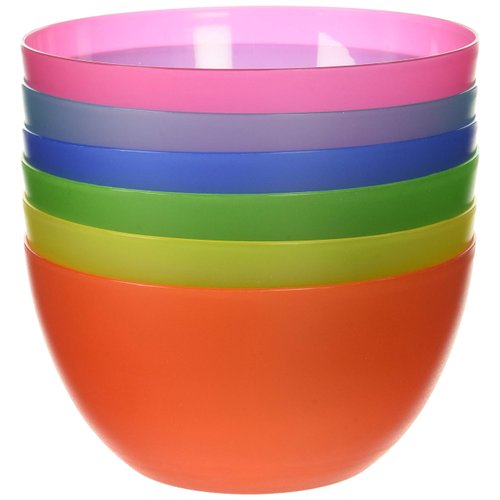 6 Pc Fun Multi-Colored BPA-Free Bowls - Cereal Fruit or Soup Bowl