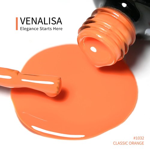 VENALISA Gel Nail Polish, 12ml Classic Orange Color Soak Off UV LED Nail Gel Polish Nail Art Starter Manicure Salon DIY at Home, 0.43 OZ
