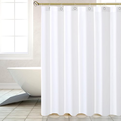 Biscaynebay Hotel Quality Fabric Shower Curtain Liners 72" X 72", White Water Resistant Bathroom Curtains Rust Resistant Grommets Weighted Bottom Hem Machine Washable
