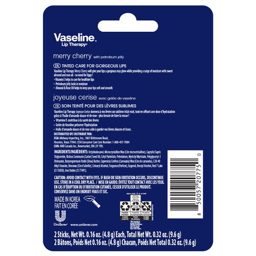 Vaseline Lip Therapy Stick Twin Pack – Merry Cherry Holiday Limited Edition (3-Pack)