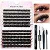 Fluffy Lash Clusters Kit 240pcs DIY Lash Extension Kit, Wispy Lash Clusters Kit Natural 60D+80D Mixed 12-16mm Eyelashes Kit C Curl with Lash Bond and Seal and Lash Applicator Tool.(60+80 Kit)