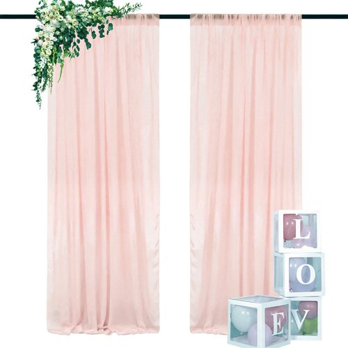 DUOBAO Chiffon Backdrop Curtain 10FTx10FT Peach Shower Curtain Chiffon Backdrop for Wedding Sheer Chiffon Backdrop Curtains 2 Panels 59"x120" Chiffon Fabric Drape for Wedding Party