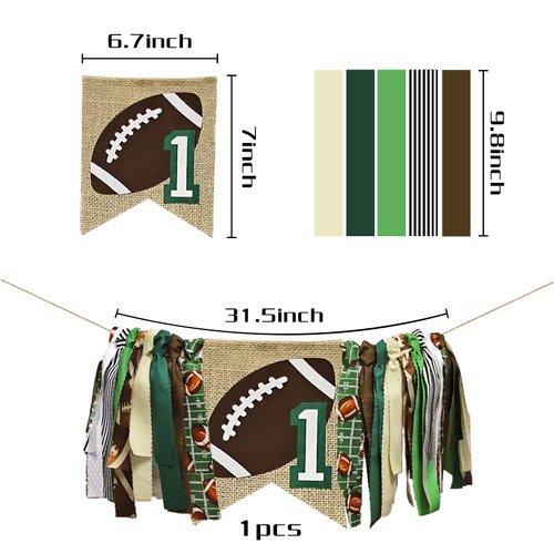 Football First Birthday Party Decorations,First Year Down Football Highchair Banner for Baby Boy Girl 1st Birthday Football Sports Theme Party Decorations Supplies.