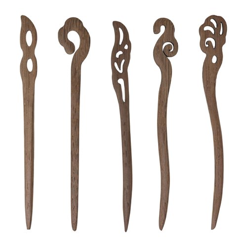 Honbay 5PCS Retro Wooden Hair Sticks Chinese Hair Chopsticks Handmade Carved Wood Hairpin for Women Hair Accessories (5 Styles)