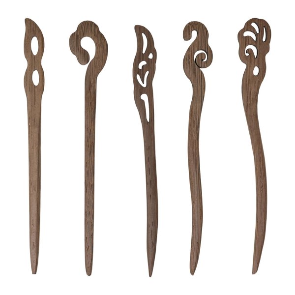 Honbay 5PCS Retro Wooden Hair Sticks Chinese Hair Chopsticks Handmade Carved Wood Hairpin for Women Hair Accessories (5 Styles)