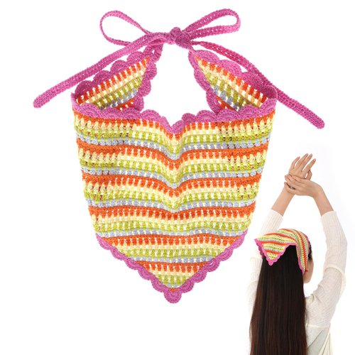hoyuwak Crochet Bandanas Headbands Head Scarf Hair Scarf for Women Girls Knitted Floral Hair Accessories for Hair Styling Festival Holiday Christmas Decor