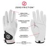 Zero Friction Men's Cabretta Premium Leather Golf Gloves, Left Hand, One Size, White