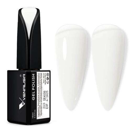 VENALISA Milky White Gel Nail Polish, 15ml Neutral Milky Off White Gel Polish Set Jelly Nude Color Translucent Nail Soak Off UV LED Nail Gel Polish Nail Art Starter Manicure Salon DIY at Home, 0.53 OZ