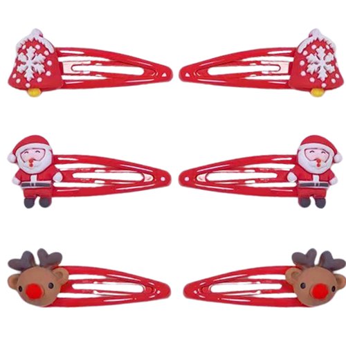 Beleki Christmas Hair Clips for Girls 6Pcs Cute Snap Hair Clips Christmas Hair Accessories Christ...