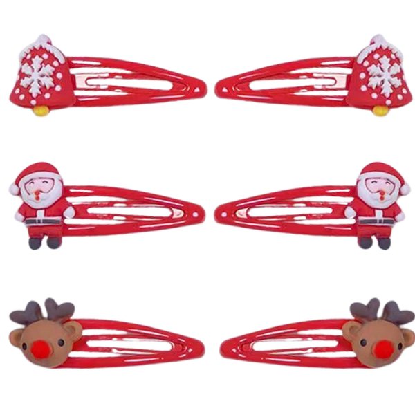 Beleki Christmas Hair Clips for Girls 6Pcs Cute Snap Hair Clips Christmas Hair Accessories Christmas Headdress Decoration for Girls Women Kids New Year Gifts
