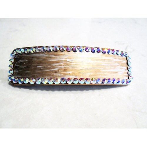 Generic Metallic gold and silver hand painted crystal hair clip clamp barrette
