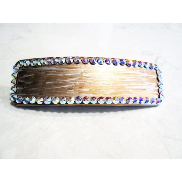 Generic Metallic gold and silver hand painted crystal hair clip clamp barrette