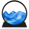 Moving Sand Art Picture - 3D Quicksand Painting Decor - Round Glass 3D Deep Sea Sandscape - Relaxing Home Decoration Desk Toys for Home Office Desk Mantle Bookshelf- (Blue, 7 in)