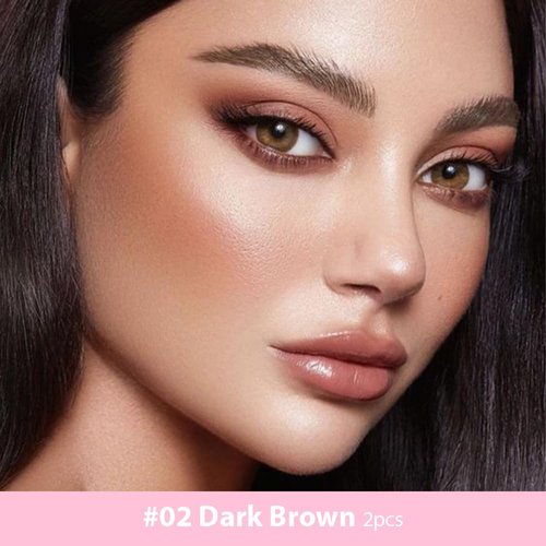 2 Pcs Dark Brown Magic Microblading Eyebrow Contouring Pen Brow Pencil, with 4 Brush Micro-Fork-Tip Precise Applicator, Dual-ended Eyebrow Brush, Precise Waterproof Brow Pen, Eye Brow for Women, 02