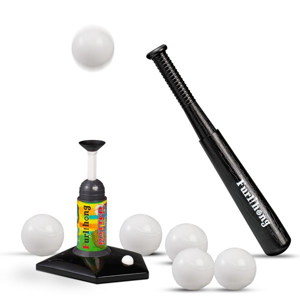 Furlihong 368BH T Ball Set for Kids, Baseball Launcher with Collapsible Plastic Bat and 6 Training Balls, Indoor & Outdoor for Boys & Girls