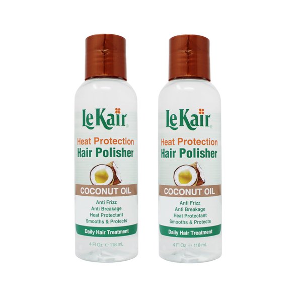 LeKair High Heat Protection Hair Polisher - Coconut Oil, Anti Frizz, Anti Breakage, Heat Protectant, Smooths & Protects, Daily Hair Treatment 4 Fl Oz - 2 Pack