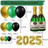 New Years Eve Party Supplies 2025, 111Pcs Black Green Gold Happy New Year Balloons Arch Kit,2025 Foil Balloon for New Years Eve Party Decorations