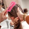 Detangling Brush Set with 9 Row Styling Brush, Rat Tail Comb, Wide Tooth Comb for Separating, Shaping and Defining Wet/Dry Long/Thick Curly and Natural 3a-4c Hair (Pink)