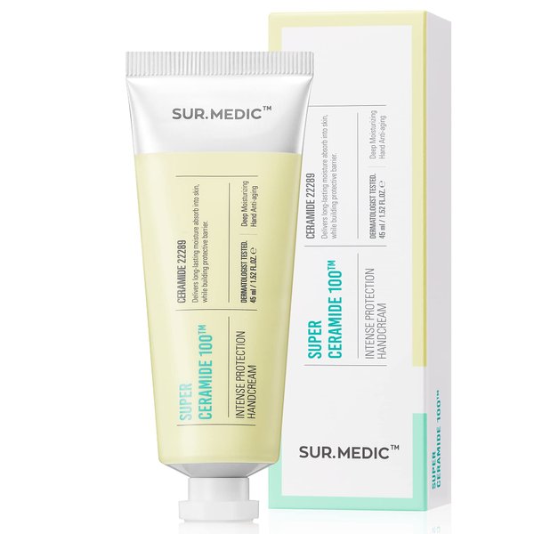 SUR.MEDIC+ I Use After Washing With Hand Soap&Hand Wash I Super Hyaluronic Acid Ceramide Intense Protection Hand Cream for Dry Cracked Hands 1.52 oz