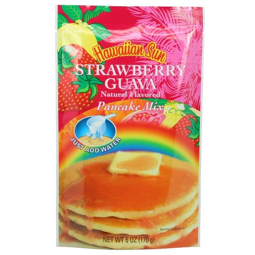 Hawaiian Sun Strawberry Guava Pancake Mix 6 Ounce Bag - (3 Pack)