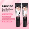 Curvlife Newly Upgraded Quick Drying 10g Semi Solid Nail Glue with 10ml Remover for Press On Nails Tips No Need for UV Lamp Long Lasting Fake Acrylic Nails Kit Glue Gel