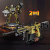 WULOBOOI M4 Gun Building Blocks Set, 2 in 1 DIY Assembling Gun or Mech Model, 375 Pieces Bricks Collectible Military Weapon Toy Set Gift for Boys Adult or Firearm Fans