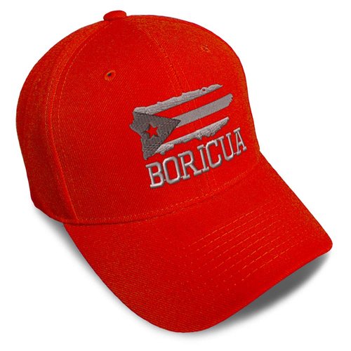 Baseball Cap Puerto Rico Island Map Flag C Embroidery Acrylic Dad Hats for Men & Women Strap Closure Red