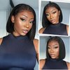 Quantum Love Short Straight Braided Wigs for Black Women Braids Cornrows Lace Straight Bob Wigs Handmade Lace Frontal Synthetic Glueless Wig (Black 10 Inch)