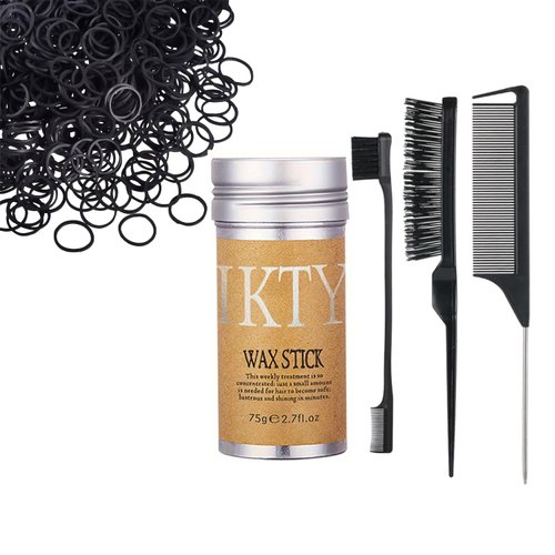 OTO BELLA 4 Pcs Hair Wax Stick for Flyaways Edge Control Slick - Styling Tools Includes, With 200 Mini Rubber Bands，Finishing, Comb, Gel for Fly Away for Women