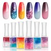 modelones Color Changing Gel Nail Polish, 6 Colors Summer Pink Blue Purple Orange Neon Mood Temperature Change Gel Polish Set Soak Off DIY Home Nail Art Gift