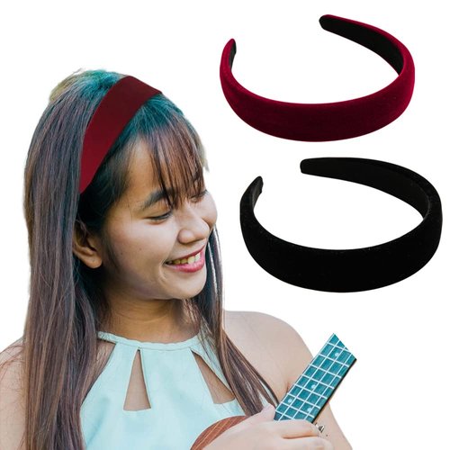 Wide Headband Red Black Velvet Headbands for Women Soft Wide Headbands Velvet Hair Bands for Women Girls Wide Head Bands No Slip Fashion for Women Hair Accessories