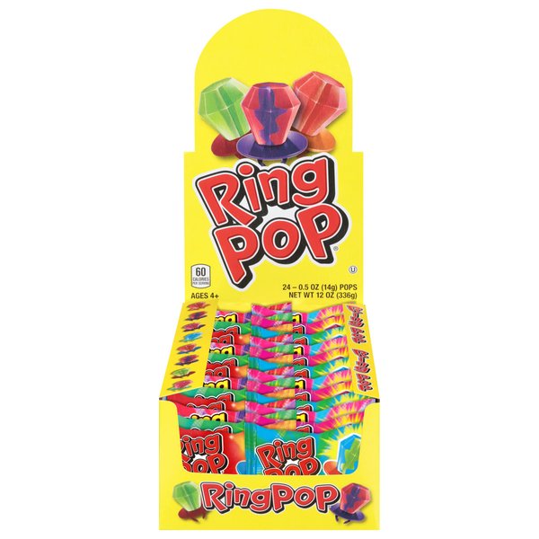 Ring Pop Individually Wrapped Back to School Bulk Lollipop Variety Party Pack – 24 Count Lollipop Suckers w/ Assorted Flavors - Fun Candy/Supplies for School Treats & Care Packages