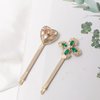 Vintage Hair Pins, Green Flower Hair Clips, 4 Pieces, Pink Crystal Rhinestone Hair Piece, Retro Hair Accessories for Women, Girls
