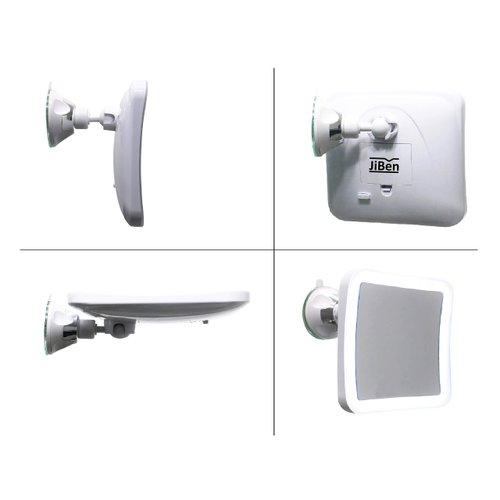 JiBen Square LED Lighted 10X Magnifying Makeup Mirror, Power Locking Suction Cup, Bright Diffused Light and 360 Degree Rotating Adjustable Arm, Portable Cordless Home and Travel Bathroom Vanity Mirror