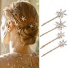 BARTOSI Rhinestone Star Hair Pins Gold Star Hair Clips Crystal Bridal Hair Barrettes Bride Wedding Hair Accessories for Women and Girls (Pack of 4)