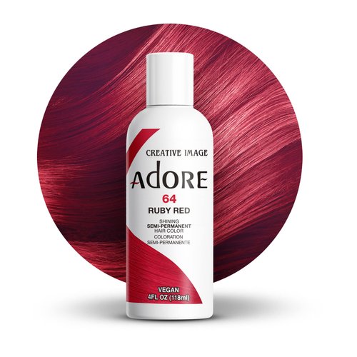 Adore Semi Permanent Hair Color 064 Ruby Red, 4 Fl Oz (Pack of 3)
