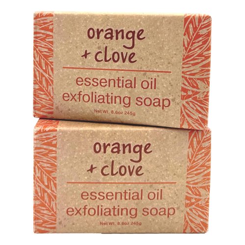 Greenwich Bay Trading Co., Orange and Clove Essential Oil Exfoliating Bath Bar Soap, Set of 2, 8.6 Ounces Each